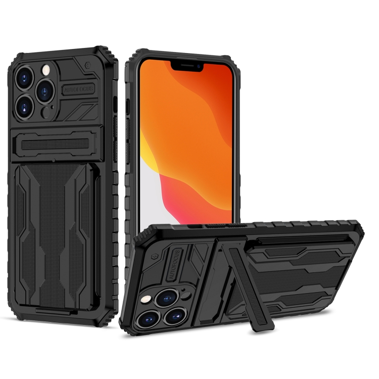 Armor Card PC + TPU Shockproof Case with Card Slot & Invisible Holder For iPhone 13 Pro(Black)
Armor Card PC + TPU Shockproof Case with Card Slot & Invisible Holder For iPhone 13 Pro(Black)