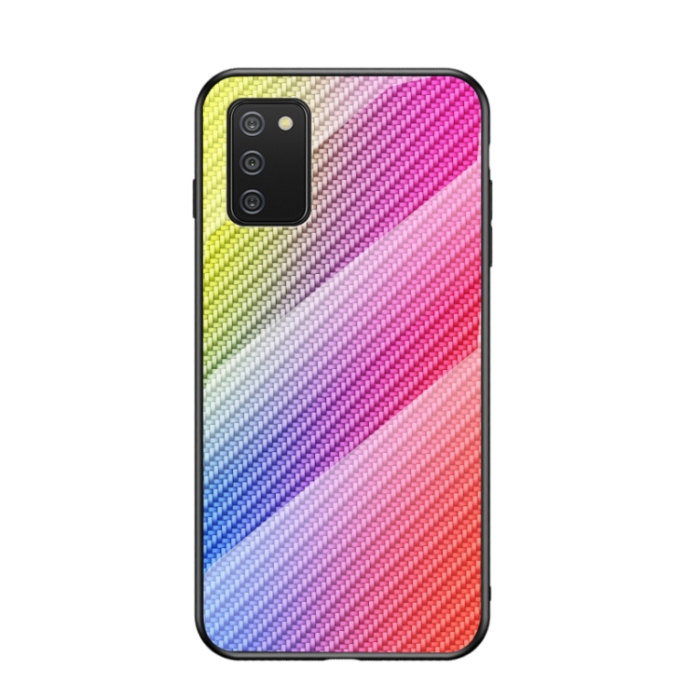 For Samsung Galaxy A02s EU Version Gradient Carbon Fiber Texture TPU Border Tempered Glass Case(Colorful Fiber)
For Samsung Galaxy A02s EU Version Gradient Carbon Fiber Texture TPU Border Tempered Glass Case(Colorful Fiber)