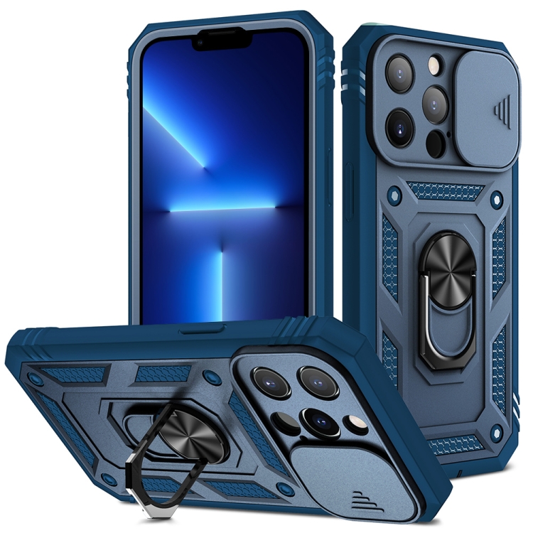 Sliding Camera Cover Design TPU + PC Protective Case with 360 Degree Rotating Holder & Card Slot For iPhone 13 Pro(Blue+Blue) 
Sliding Camera Cover Design TPU + PC Protective Case with 360 Degree Rotating Holder & Card Slot For iPhone 13 Pro(Blue+Blue)