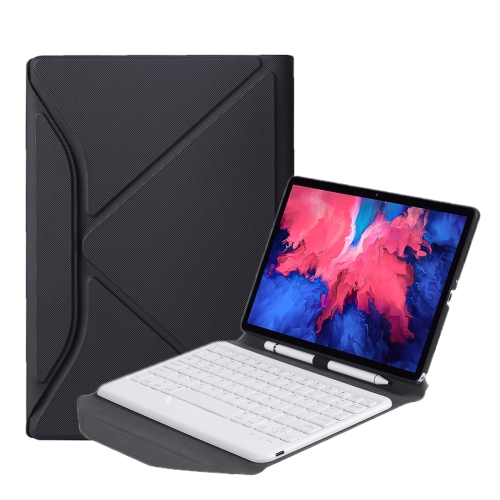 

BM12 Diamond Texture Detachable Bluetooth Keyboard Leather Tablet Case with Pen Slot & Triangular Back Support For Lenovo Pad Plus 11 inch TB-J607F / Tab P11 11 inch TB-J606F(Black White)