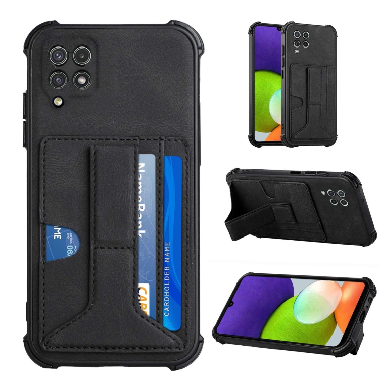 For Samsung Galaxy A22 4G Dream PU + TPU Four-corner Shockproof Back Cover Case with Card Slots & Holder(Black)
For Samsung Galaxy A22 4G Dream PU + TPU Four-corner Shockproof Back Cover Case with Card Slots & Holder(Black)