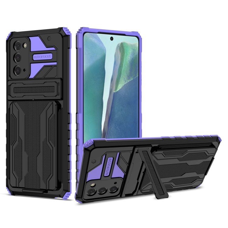 For Samsung Galaxy Note 20 Armor Card PC + TPU Shockproof Case with Card Slot & Invisible Holder(Purple)
For Samsung Galaxy Note 20 Armor Card PC + TPU Shockproof Case with Card Slot & Invisible Holder(Purple)