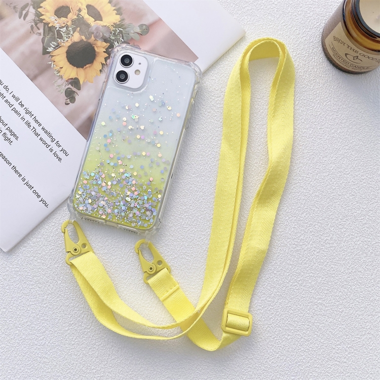 Gradient Glitter Powder Epoxy TPU Thickened Acrylic Shockproof Case with Wide Neck Lanyard For iPhone 12 / 12 Pro(Yellow)
Gradient Glitter Powder Epoxy TPU Thickened Acrylic Shockproof Case with Wide Neck Lanyard For iPhone 12 / 12 Pro(Yellow)