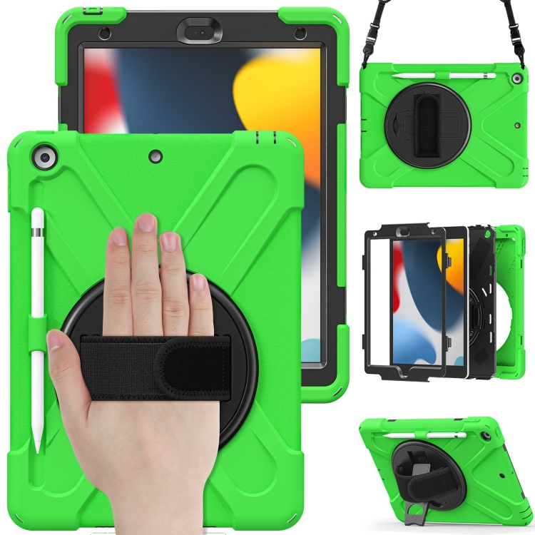 Silicone + PC Protective Case with Holder & Shoulder Strap For iPad 10.2 2021 / 2020 / 2019(Green) 
Silicone + PC Protective Case with Holder & Shoulder Strap For iPad 10.2 2021 / 2020 / 2019(Green)