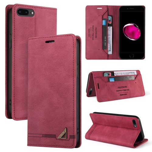 

Skin Feel Anti-theft Brush Horizontal Flip Leather Case with Holder & Card Slots & Wallet For iPhone 8 Plus & 7 Plus(Wine Red)