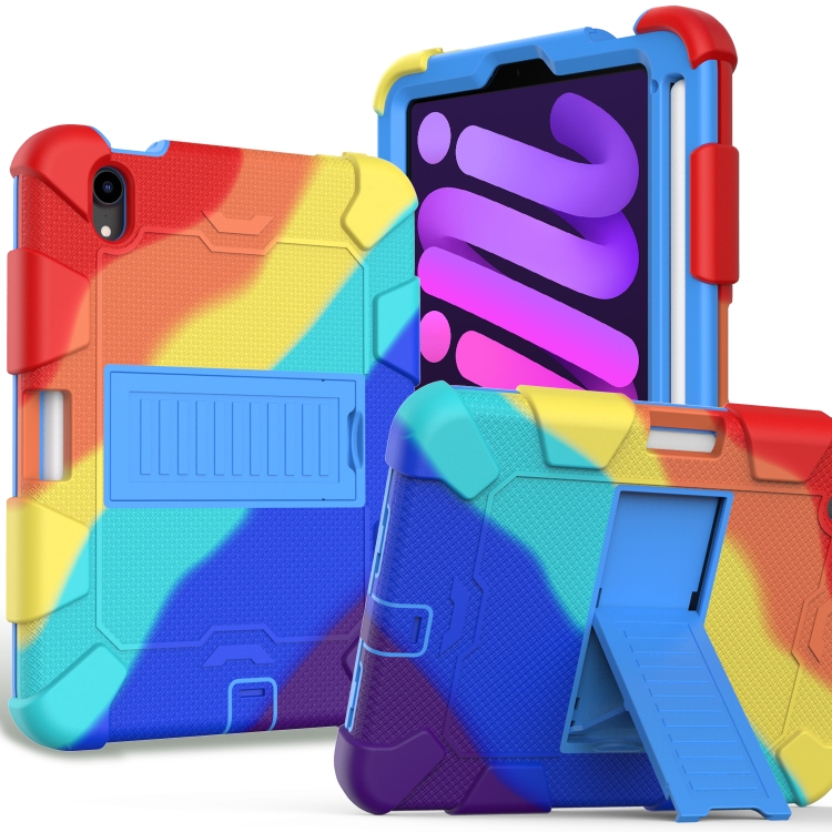 Two-Color Robot Shockproof Silicone + PC Protective Tablet Case with Holder & Pen Slot For iPad mini 6(Colorful + Blue)
Two-Color Robot Shockproof Silicone + PC Protective Tablet Case with Holder & Pen Slot For iPad mini 6(Colorful + Blue)