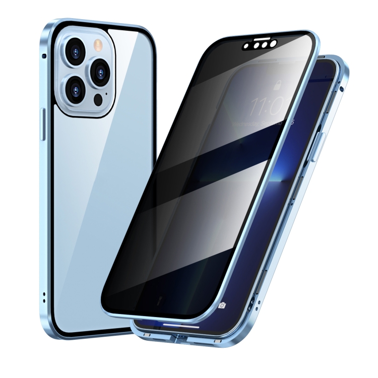 Anti-peeping Magnetic Metal Frame Double-sided Tempered Glass Phone Case For iPhone 13 Pro(Sierra Blue)
Anti-peeping Magnetic Metal Frame Double-sided Tempered Glass Phone Case For iPhone 13 Pro(Sierra Blue)