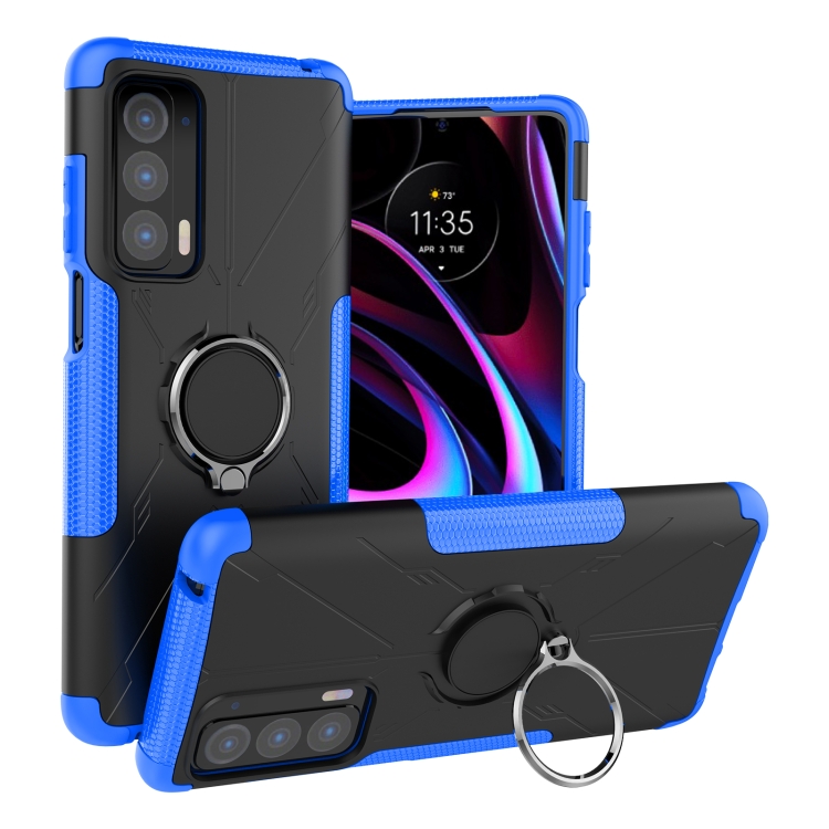 For Motorola Edge 2021 Armor Bear Shockproof PC + TPU Phone Protective Case with Ring Holder(Blue)
For Motorola Edge 2021 Armor Bear Shockproof PC + TPU Phone Protective Case with Ring Holder(Blue)