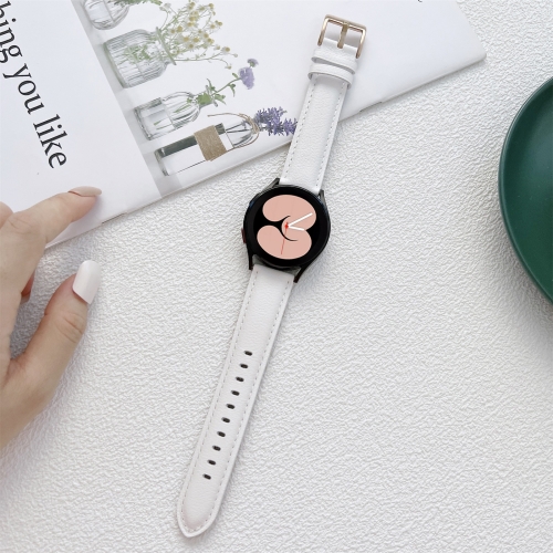 

For Samsung Galaxy Watch4 40mm / 44mm Sewing Leather Strap Watch Band(White)