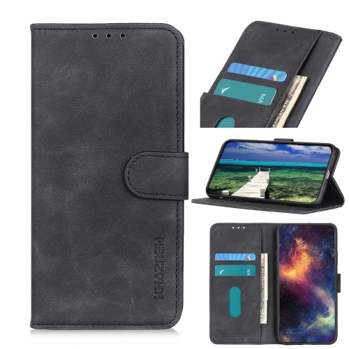

For Motorola Moto E40/E20/E30/Lenovo K14 Plus KHAZNEH Retro Texture Horizontal Flip Leather Phone Case(Black)