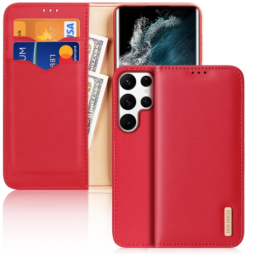 

For Samsung Galaxy S22 Ultra 5G DUX DUCIS Hivo Series Cowhide Texture Leather Phone Case(Red)