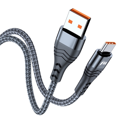 

ADC-005 6A USB to USB-C / Type-C Weave Fast Charging Data Cable, Length:3m(Black)