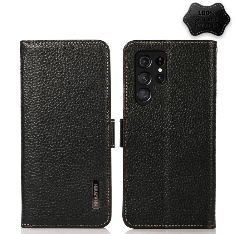 For Samsung Galaxy S22 Ultra 5G KHAZNEH Side-Magnetic Litchi Genuine Leather RFID Phone Case(Black)
For Samsung Galaxy S22 Ultra 5G KHAZNEH Side-Magnetic Litchi Genuine Leather RFID Phone Case(Black)