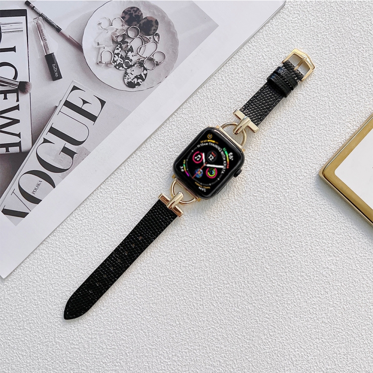 D-shaped Steel + Genuine Leather Watch Band For Apple Watch Series 8&7 41mm / SE 2&6&SE&5&4 40mm / 3&2&1 38mm(Gold + Black)
D-shaped Steel + Genuine Leather Watch Band For Apple Watch Series 8&7 41mm / SE 2&6&SE&5&4 40mm / 3&2&1 38mm(Gold + Black)