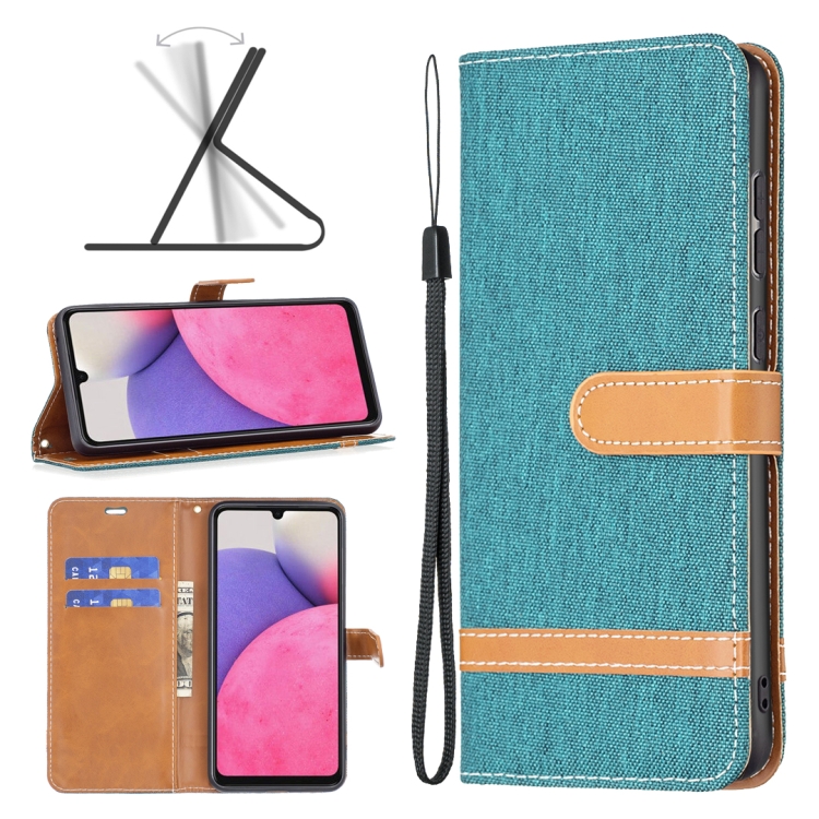 For Samsung Galaxy A33 5G Color Matching Denim Texture Leather Phone Case(Green)
For Samsung Galaxy A33 5G Color Matching Denim Texture Leather Phone Case(Green)