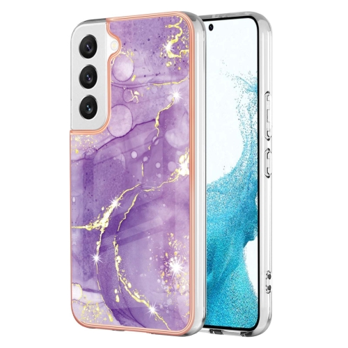 

For Samsung Galaxy S22 5G Electroplating Marble IMD TPU Phone Case(Purple 002)