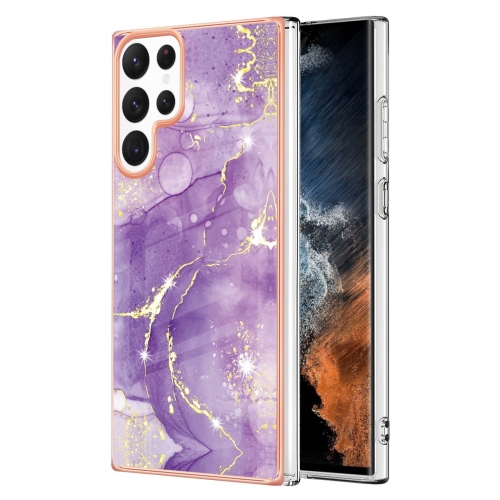 

For Samsung Galaxy S22 Ultra 5G Electroplating Marble IMD TPU Phone Case(Purple 002)
