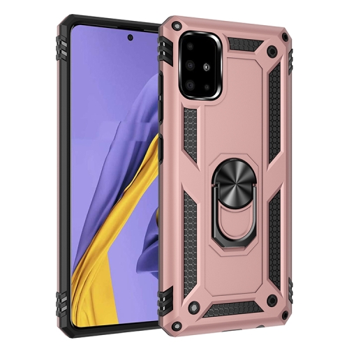

For Galaxy A51 Shockproof TPU + PC Protective Case with 360 Degree Rotating Holder(Rose Gold)