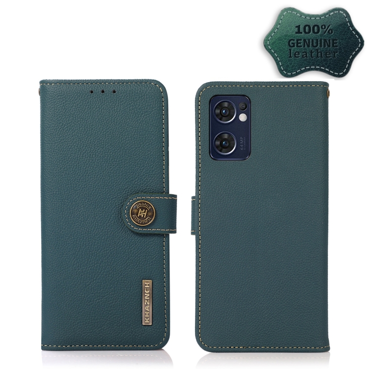 For OPPO Reno7 5G / Find X5 Lite KHAZNEH Custer Genuine Leather RFID Phone Case(Green)
For OPPO Reno7 5G / Find X5 Lite KHAZNEH Custer Genuine Leather RFID Phone Case(Green)