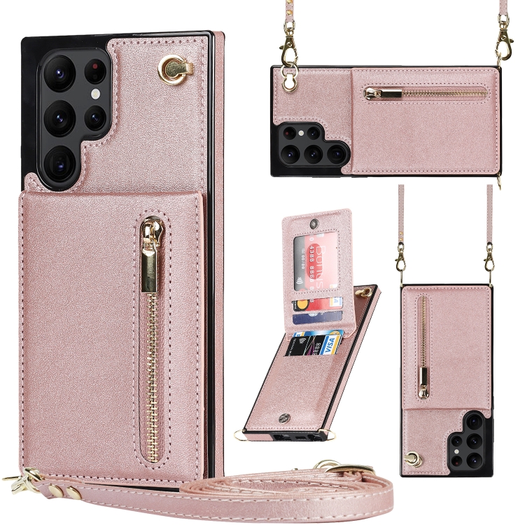 For Samsung Galaxy S22 Ultra 5G Cross-body Square Zipper Card Holder Bag Phone Case(Rose Gold)
For Samsung Galaxy S22 Ultra 5G Cross-body Square Zipper Card Holder Bag Phone Case(Rose Gold)
