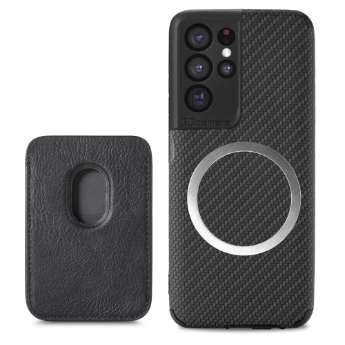 For Samsung Galaxy S21 Ultra 5G Carbon Fiber Leather Card Magsafe Phone Case(Black)
For Samsung Galaxy S21 Ultra 5G Carbon Fiber Leather Card Magsafe Phone Case(Black)