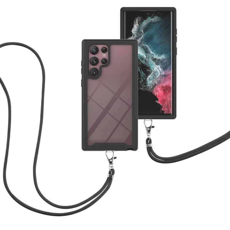 For Samsung Galaxy S22 Ultra 5G Starry Sky Solid Color Series Shockproof PC + TPU Protective Phone Case with Neck Strap(Black)
For Samsung Galaxy S22 Ultra 5G Starry Sky Solid Color Series Shockproof PC + TPU Protective Phone Case with Neck Strap(Black)