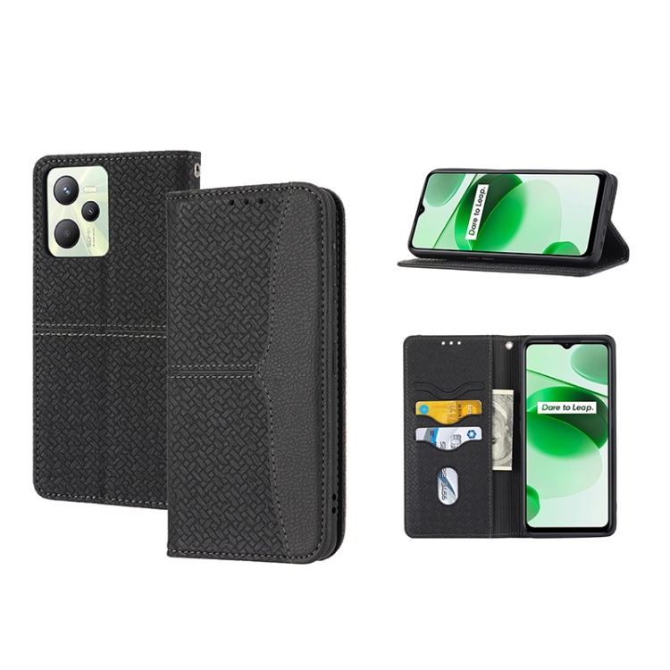 For OPPO Realme 9 Pro Woven Texture Stitching Magnetic PU Leather Phone Case(Black)
For OPPO Realme 9 Pro Woven Texture Stitching Magnetic PU Leather Phone Case(Black)