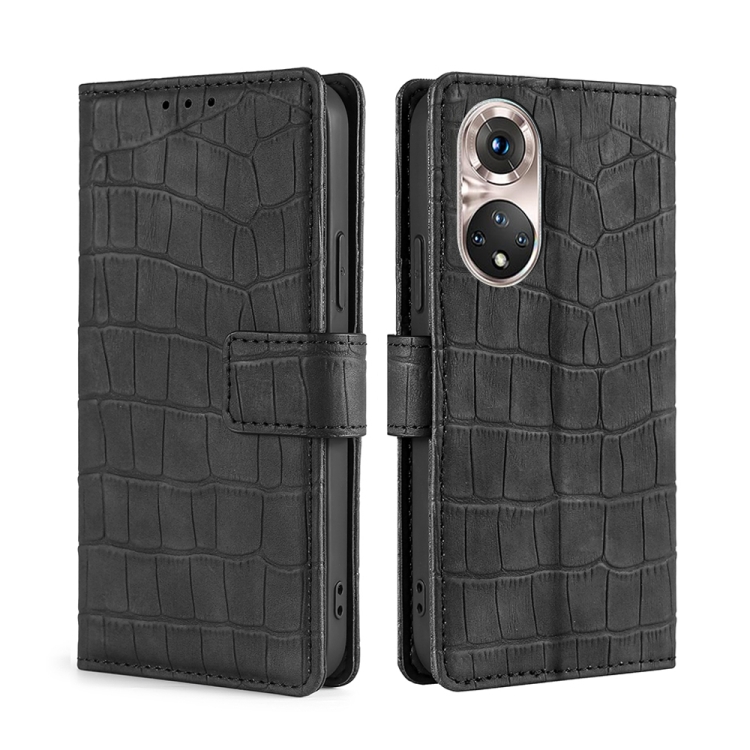 For Honor 50 Pro Skin Feel Crocodile Texture Magnetic Clasp PU Leather Phone Case(Black)
For Honor 50 Pro Skin Feel Crocodile Texture Magnetic Clasp PU Leather Phone Case(Black)