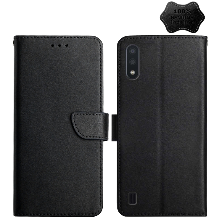 For Samsung Galaxy A01 Genuine Leather Fingerprint-proof Horizontal Flip Phone Case(Black)
For Samsung Galaxy A01 Genuine Leather Fingerprint-proof Horizontal Flip Phone Case(Black)