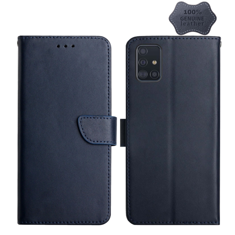 For Samsung Galaxy A51 5G Genuine Leather Fingerprint-proof Horizontal Flip Phone Case(Blue)
For Samsung Galaxy A51 5G Genuine Leather Fingerprint-proof Horizontal Flip Phone Case(Blue)