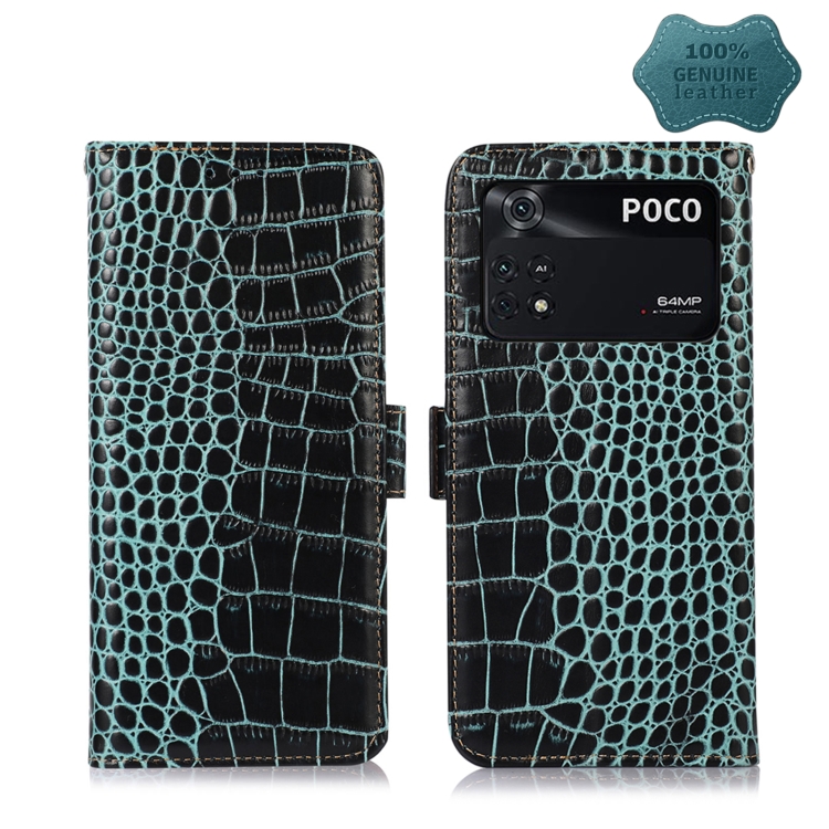 For Xiaomi Poco M4 Pro 4G Crocodile Top Layer Cowhide Leather Phone Case(Green)
For Xiaomi Poco M4 Pro 4G Crocodile Top Layer Cowhide Leather Phone Case(Green)