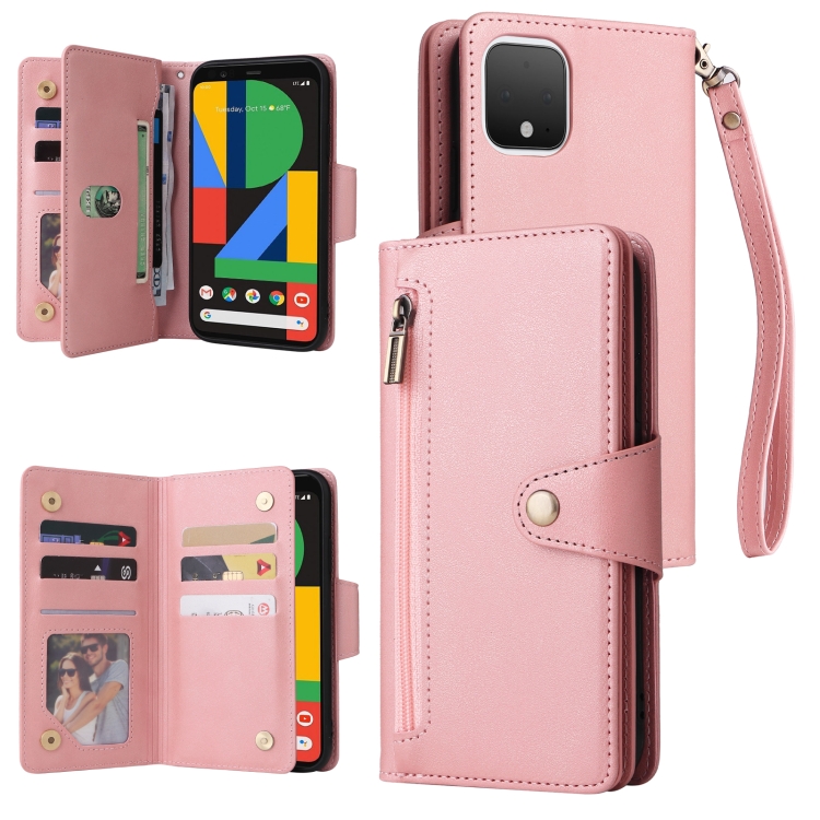 For Google Pixel 4 Rivet Buckle 9 Cards Three Fold Leather Phone Case(Rose Gold)
For Google Pixel 4 Rivet Buckle 9 Cards Three Fold Leather Phone Case(Rose Gold)