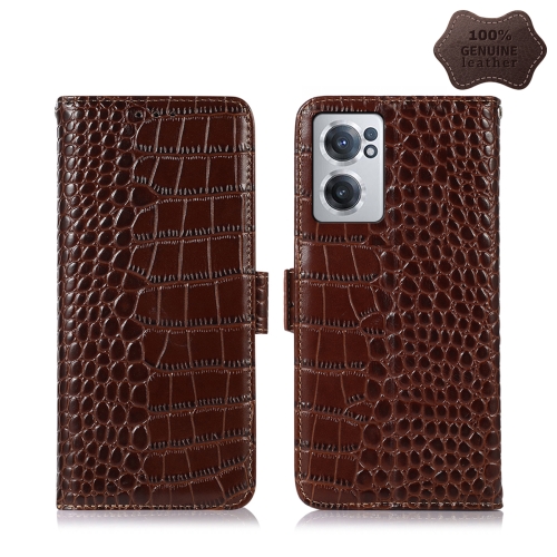 

For OnePlus Nord CE 2 5G Crocodile Top Layer Cowhide Leather Phone Case(Brown)