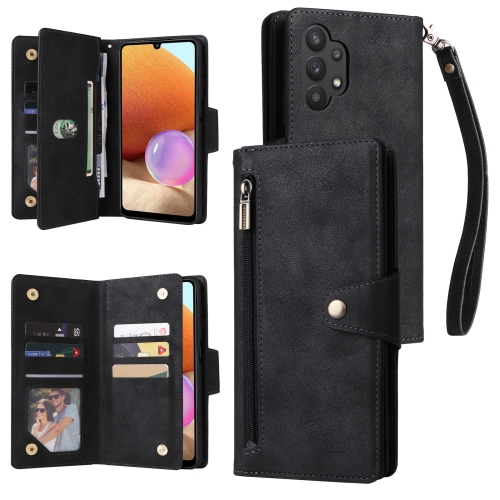 For Samsung Galaxy A32 4G Rivet Buckle 9 Cards Three Fold Leather Phone Case(Black)
For Samsung Galaxy A32 4G Rivet Buckle 9 Cards Three Fold Leather Phone Case(Black)