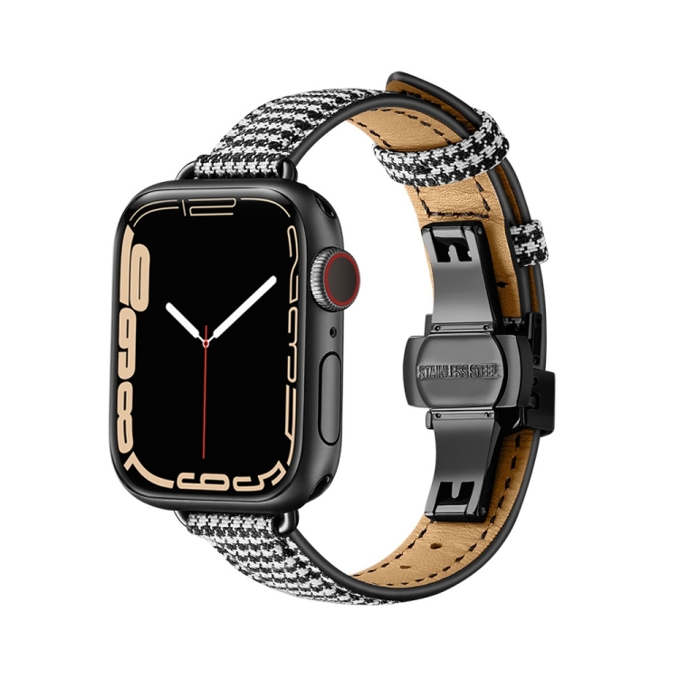 Slimming Butterfly Buckle Watch Band For Apple Watch Series 7 41mm / 6&SE&5&4 40mm / 3&2&1 38mm(Houndstooth Black)
Slimming Butterfly Buckle Watch Band For Apple Watch Series 7 41mm / 6&SE&5&4 40mm / 3&2&1 38mm(Houndstooth Black)