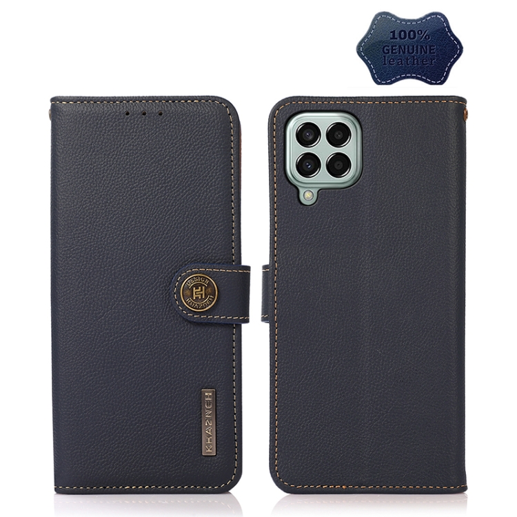 For Samsung Galaxy M33 5G KHAZNEH Custer Genuine Leather RFID Phone Case(Blue)
For Samsung Galaxy M33 5G KHAZNEH Custer Genuine Leather RFID Phone Case(Blue)