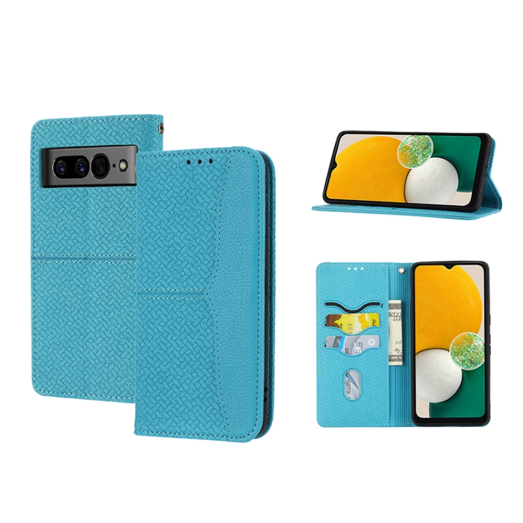 For Google Pixel 7 Pro Woven Texture Stitching Magnetic PU Leather Phone Case(Blue)
For Google Pixel 7 Pro Woven Texture Stitching Magnetic PU Leather Phone Case(Blue)