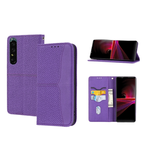 For Sony Xperia 1 IV Woven Texture Stitching Magnetic PU Leather Phone Case(Purple)
For Sony Xperia 1 IV Woven Texture Stitching Magnetic PU Leather Phone Case(Purple)