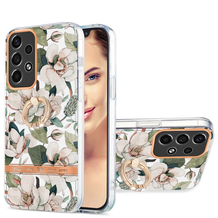 For Samsung Galaxy A33 5G Ring IMD Flowers TPU Phone Case(Green Gardenia)
For Samsung Galaxy A33 5G Ring IMD Flowers TPU Phone Case(Green Gardenia)