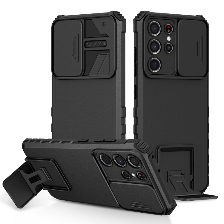 For Samsung Galaxy S21 Ultra 5G Stereoscopic Holder Sliding Camshield Phone Case(Black)
For Samsung Galaxy S21 Ultra 5G Stereoscopic Holder Sliding Camshield Phone Case(Black)