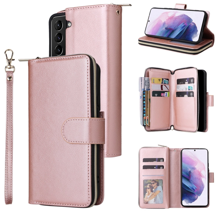 For Samsung Galaxy S22+ 5G 9 Card Slots Zipper Wallet Bag Leather Phone Case(Rose Gold)
For Samsung Galaxy S22+ 5G 9 Card Slots Zipper Wallet Bag Leather Phone Case(Rose Gold)