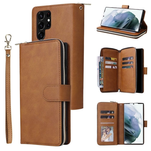 For Samsung Galaxy S22 Ultra 5G 9 Card Slots Zipper Wallet Bag Leather Phone Case(Brown)
For Samsung Galaxy S22 Ultra 5G 9 Card Slots Zipper Wallet Bag Leather Phone Case(Brown)