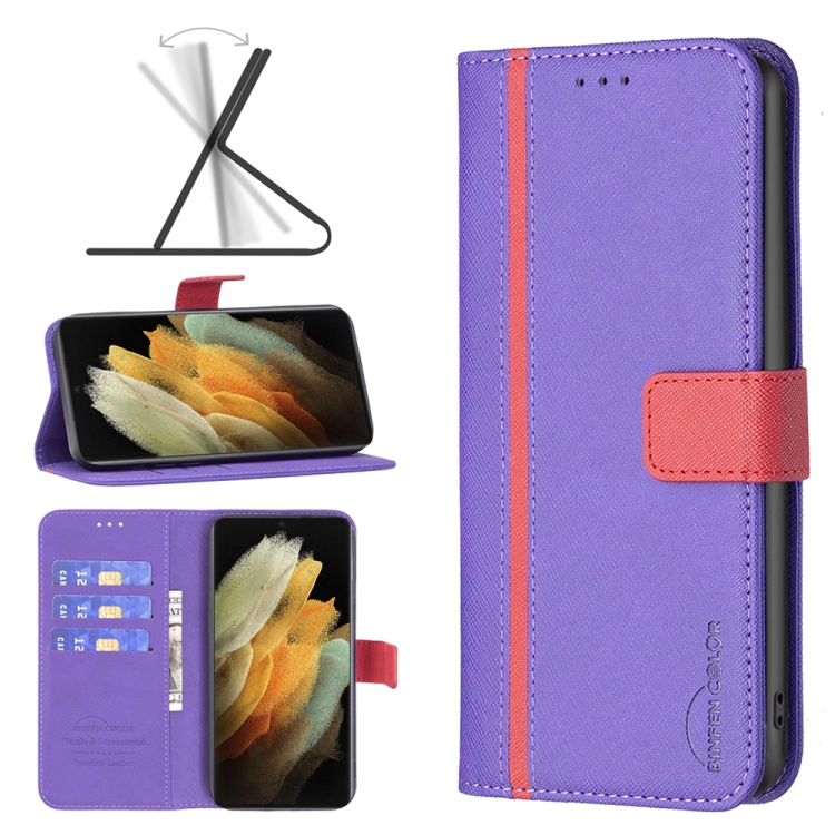 For Samsung Galaxy S21 Ultra 5G BF13 Color Matching Cross Texture Leather Phone Case(Purple)
For Samsung Galaxy S21 Ultra 5G BF13 Color Matching Cross Texture Leather Phone Case(Purple)