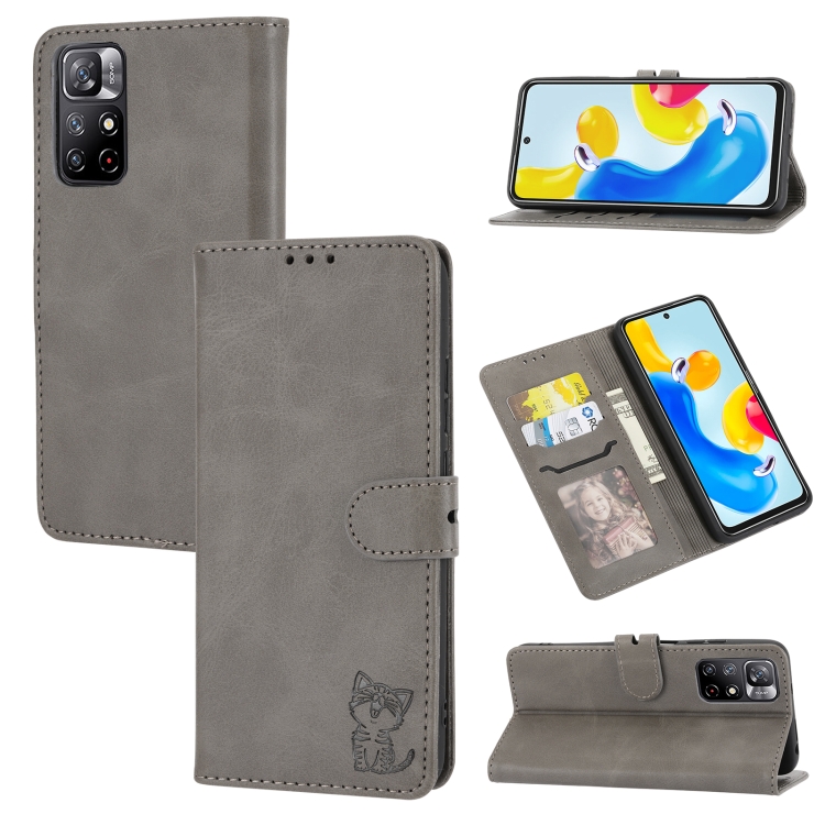 For Xiaomi Redmi Note 11 Pro Global Embossed Happy Cat Pattern Leather Phone Case(Grey)
For Xiaomi Redmi Note 11 Pro Global Embossed Happy Cat Pattern Leather Phone Case(Grey)