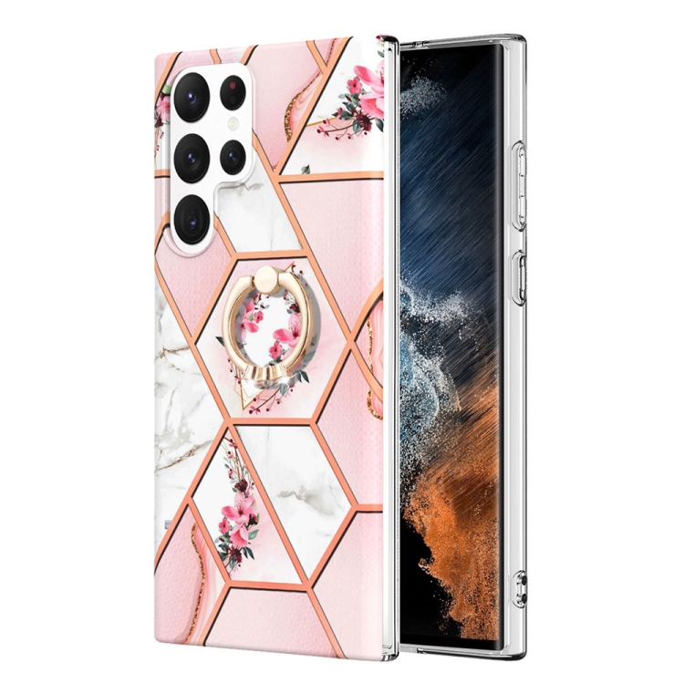 For Samsung Galaxy S22 Ultra 5G Splicing Marble Flower Pattern TPU Ring Holder Case(Pink Flower)
For Samsung Galaxy S22 Ultra 5G Splicing Marble Flower Pattern TPU Ring Holder Case(Pink Flower)