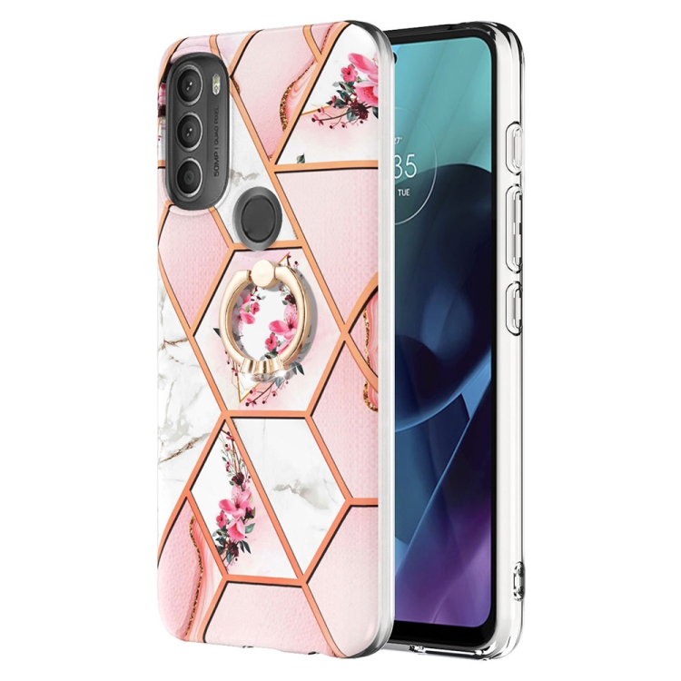 For Motorola Moto G71 5G Splicing Marble Flower Pattern TPU Ring Holder Case(Pink Flower)
For Motorola Moto G71 5G Splicing Marble Flower Pattern TPU Ring Holder Case(Pink Flower)