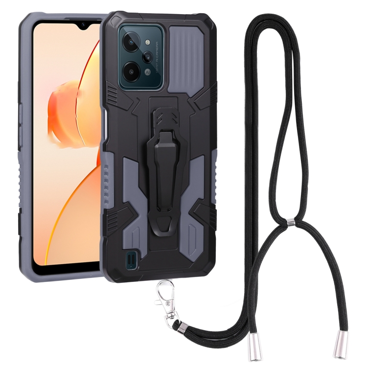 For OPPO Realme C31 Lanyard Mecha Armor Kickstand PC + TPU Phone Case(Grey)
For OPPO Realme C31 Lanyard Mecha Armor Kickstand PC + TPU Phone Case(Grey)
