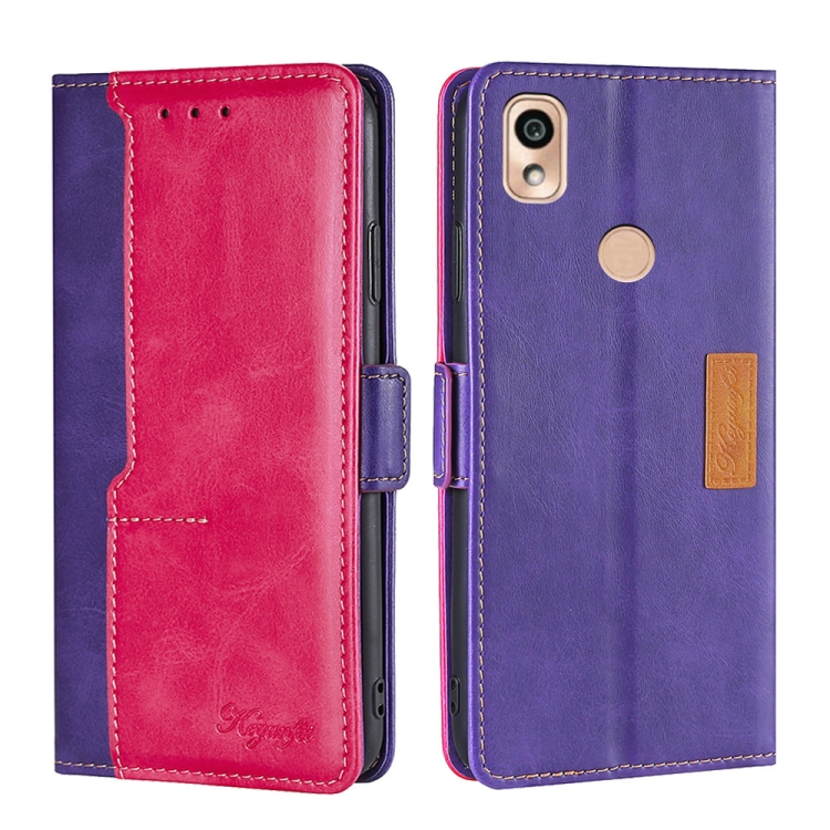 For Kyocera KY-51B Contrast Color Side Buckle Leather Phone Case(Purple + Rose Red)
For Kyocera KY-51B Contrast Color Side Buckle Leather Phone Case(Purple + Rose Red)