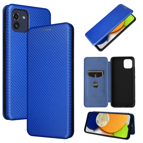For Samsung Galaxy A03 166mm Carbon Fiber Texture Magnetic Flip Leather Phone Case(Blue)
For Samsung Galaxy A03 166mm Carbon Fiber Texture Magnetic Flip Leather Phone Case(Blue)