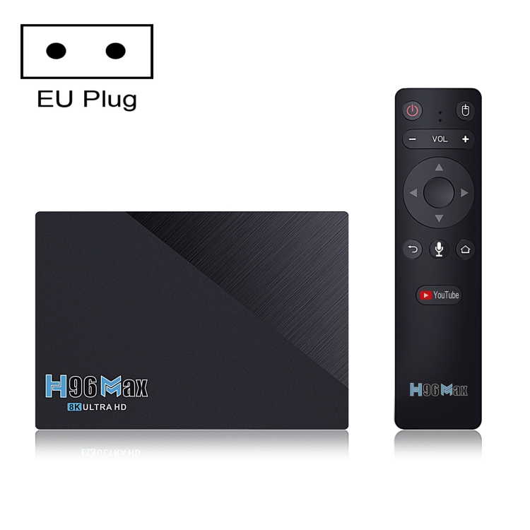 H96 Max 2GB+16GB 8K Smart TV BOX Android 11.0 Media Player wtih Remote Control, Plug Type:EU Plug
H96 Max 2GB+16GB 8K Smart TV BOX Android 11.0 Media Player wtih Remote Control, Plug Type:EU Plug